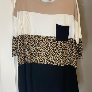 Leopard Color Block Tee